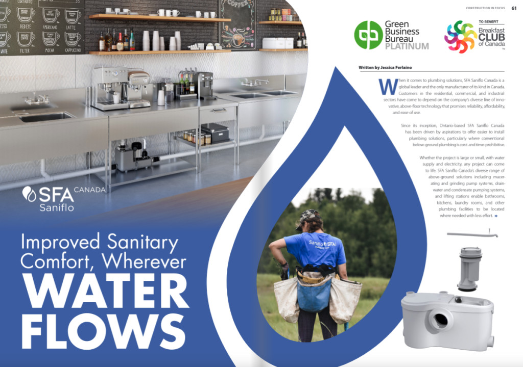 SFA Saniflo Canada - Improved Sanitary Comfort, Wherever Water Flows
