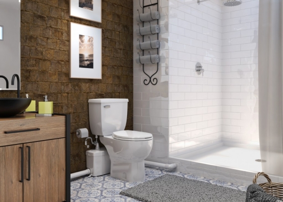 Saniflo above-floor macerating are ideal for locating a bathroom anywhere!